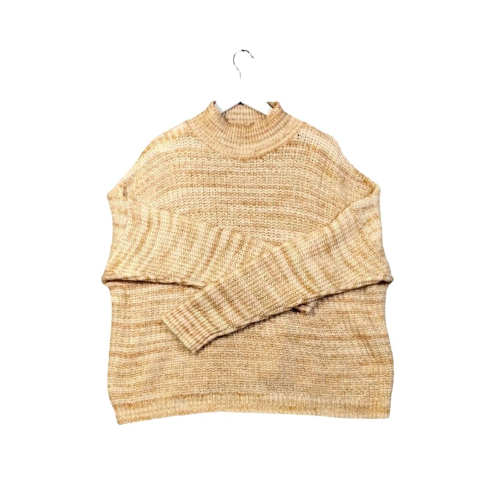 Peach Sweater Women's XXL Mock Turtleneck Long Sleeve Chunky Knit Boxy Baggy